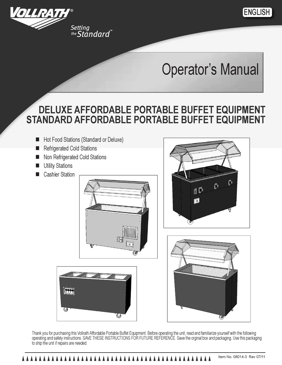 VOLLRATH DELUXE OPERATOR'S MANUAL Pdf Download ManualsLib