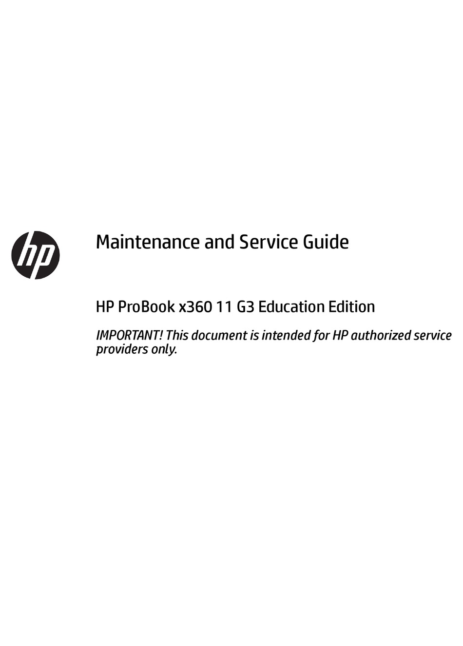 HP PROBOOK X360 11 G3 EDUCATION EDITION MAINTENANCE AND SERVICE MANUAL ...