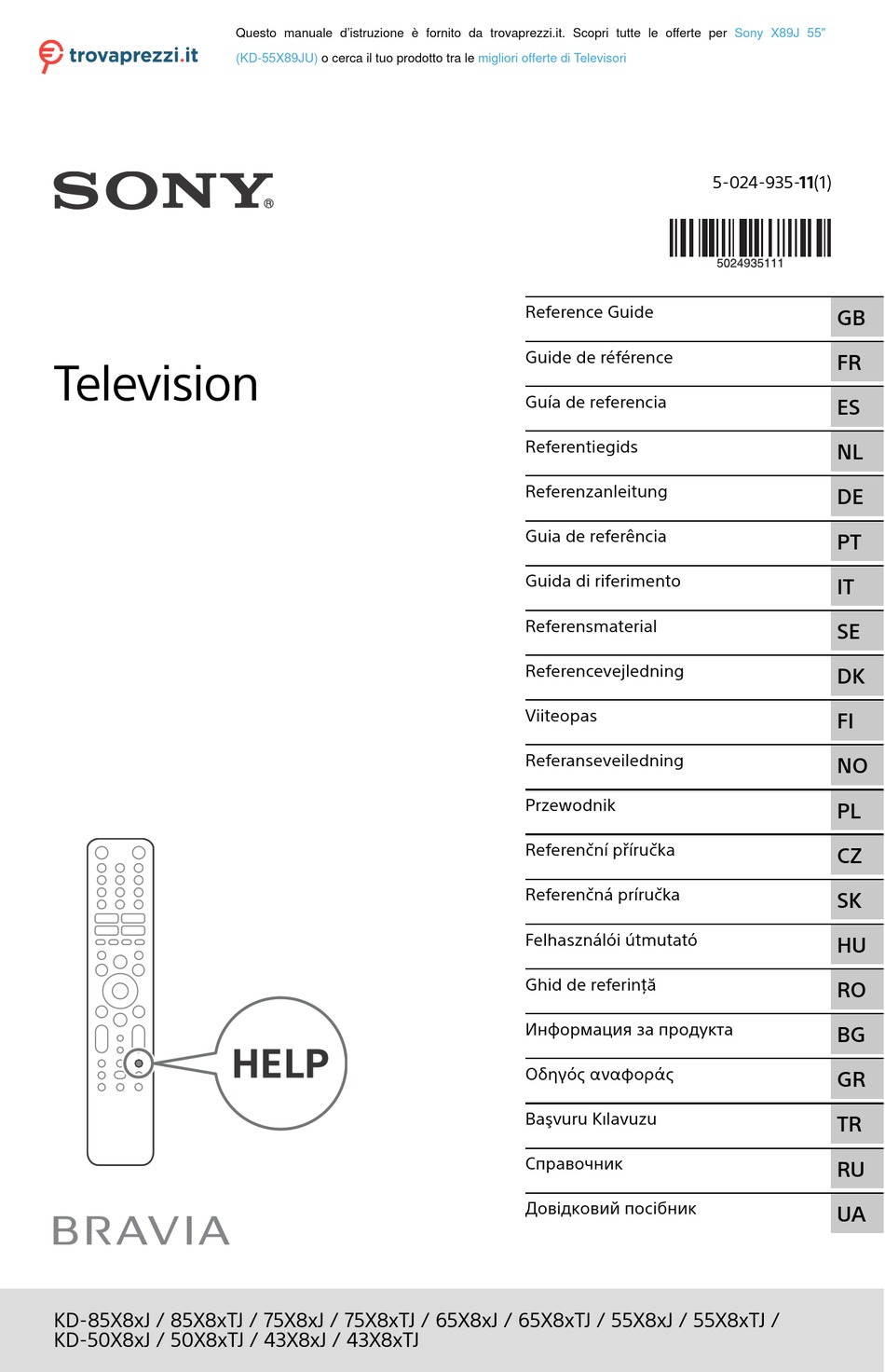 SONY BRAVIA X89J REFERENCE MANUAL Pdf Download ManualsLib
