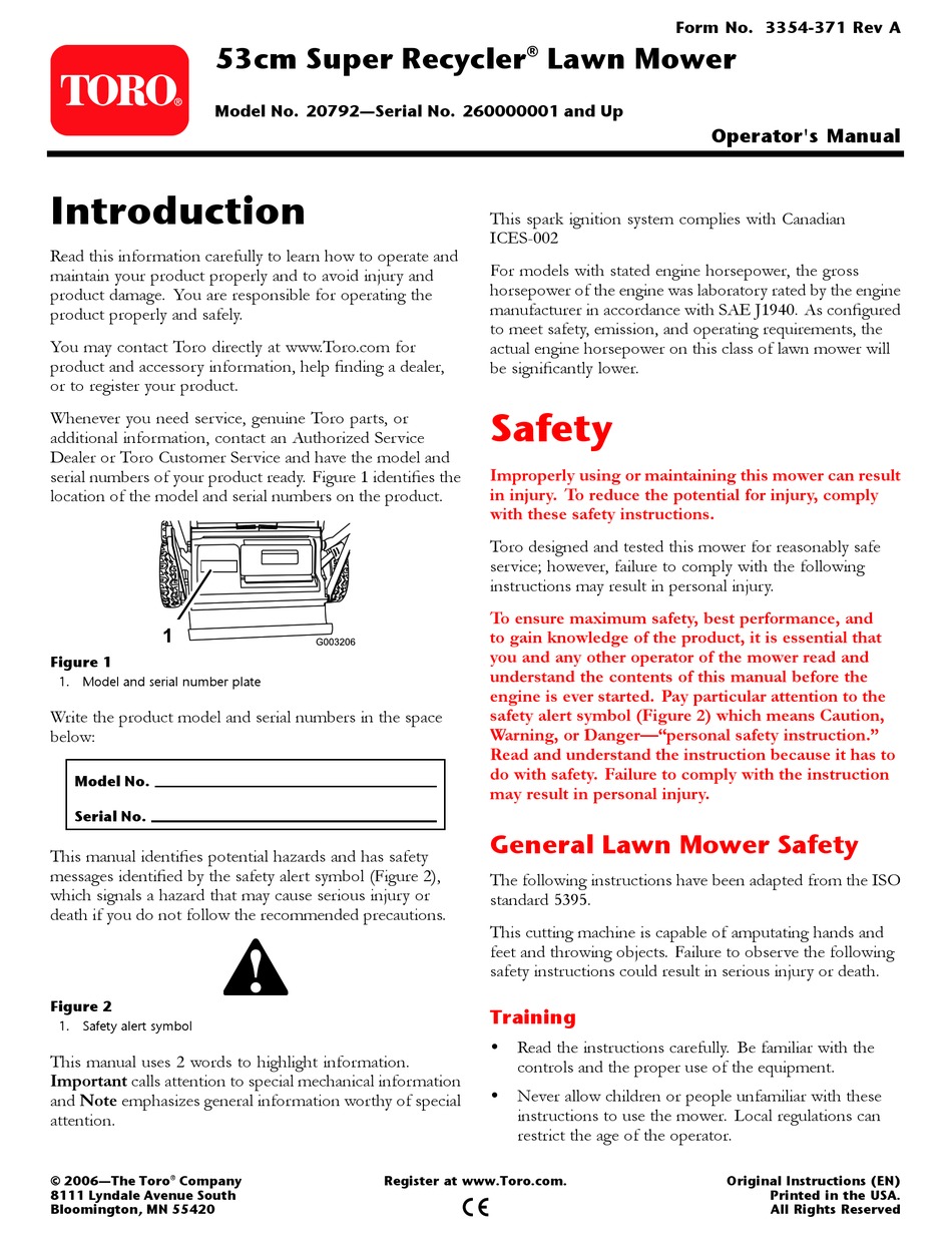 TORO SUPER RECYCLER OPERATOR'S MANUAL Pdf Download ManualsLib