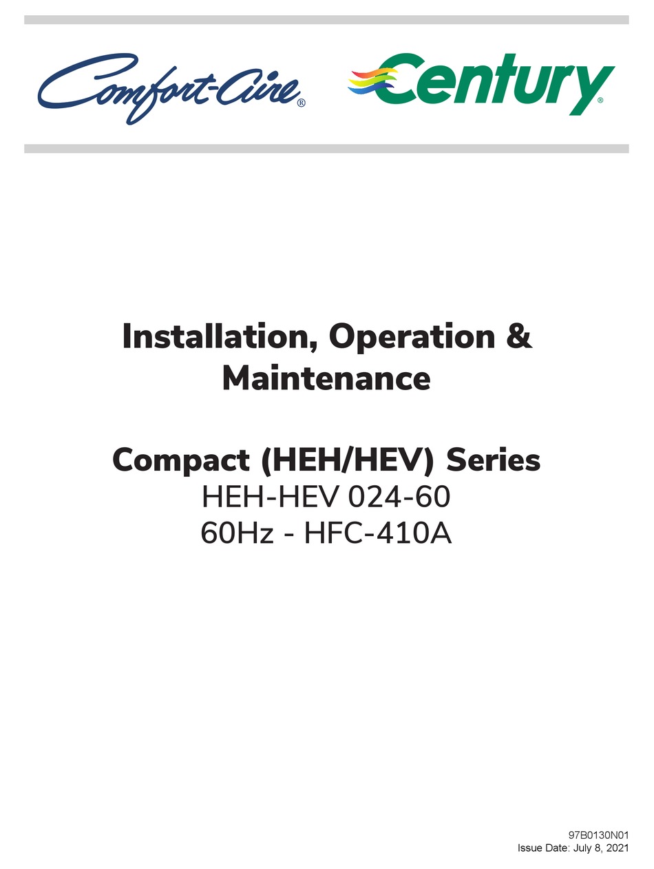 MARS COMFORTAIRE CENTURY COMPACT HEH SERIES INSTALLATION OPERATION