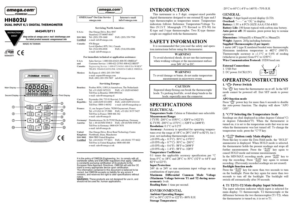 OMEGA ENGINEERING M4549/0711 INSTRUCTION SHEET Pdf Download ManualsLib