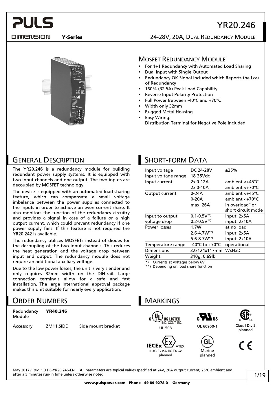 PULS DIMENSION YR40.246 MANUAL Pdf Download | ManualsLib