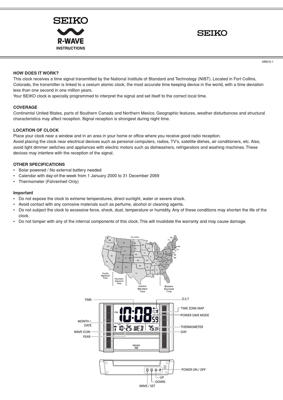 SEIKO RWAVE INSTRUCTIONS Pdf Download ManualsLib