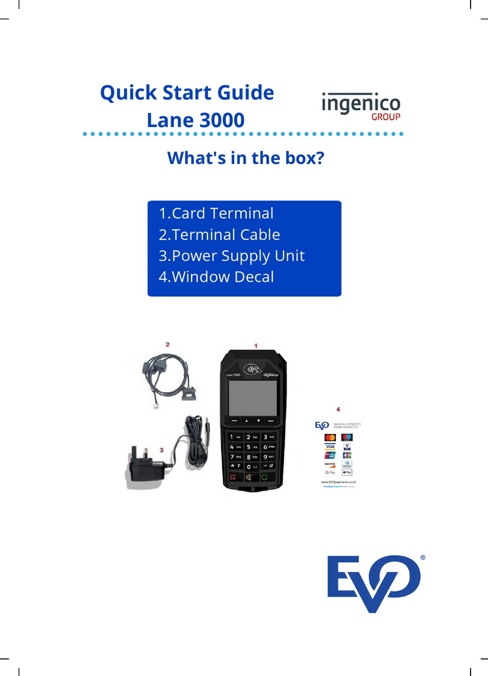 INGENICO EVO LANE 3000 QUICK START MANUAL Pdf Download ManualsLib