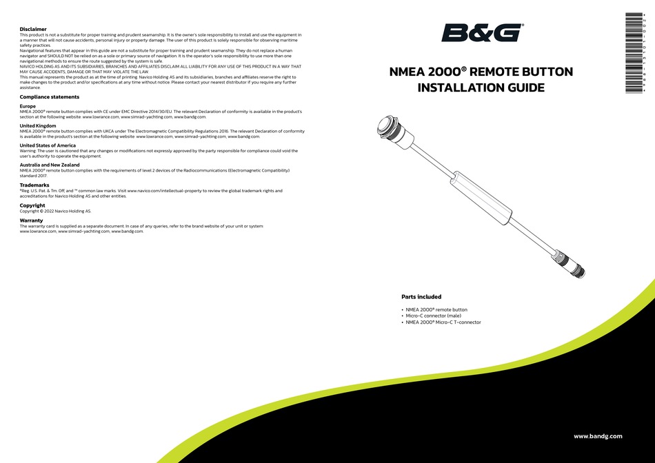 B&G NMEA 2000 INSTALLATION MANUAL Pdf Download | ManualsLib