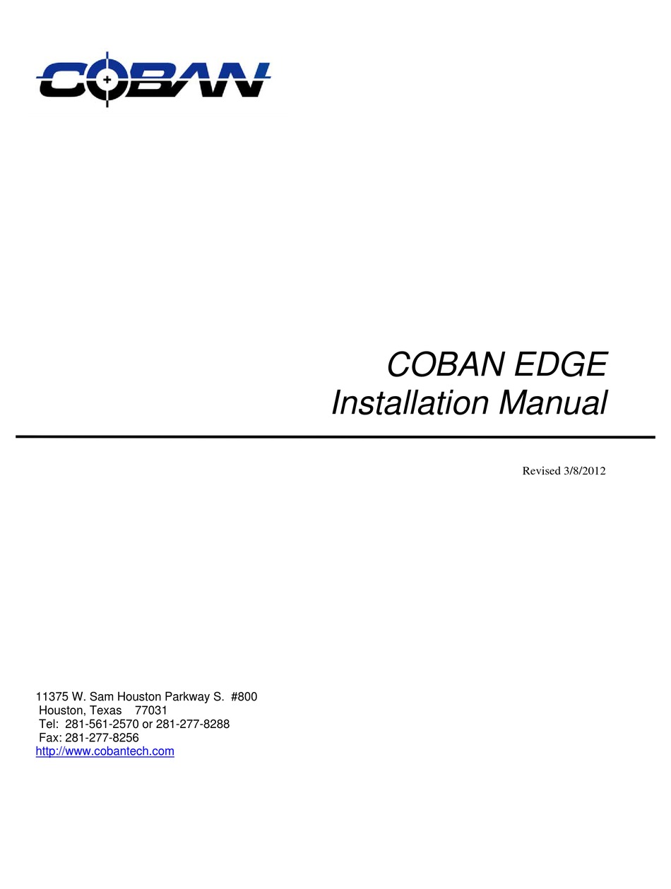 COBAN EDGE INSTALLATION MANUAL Pdf Download ManualsLib