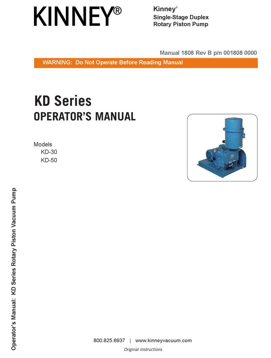 KINNEY KD SERIES OPERATOR'S MANUAL Pdf Download ManualsLib
