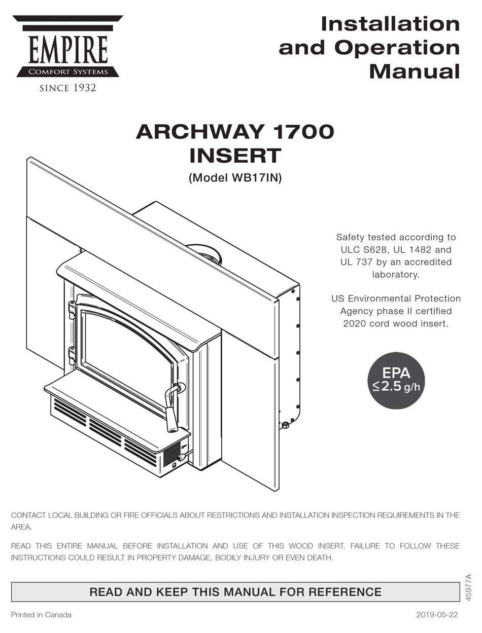 EMPIRE COMFORT SYSTEMS WB17IN INSTALLATION AND OPERATION MANUAL Pdf ...