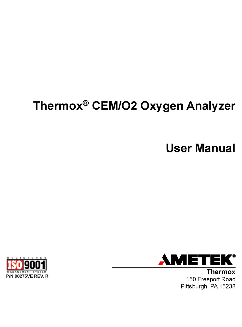 AMETEK THERMOX CEM/O2 USER MANUAL Pdf Download ManualsLib