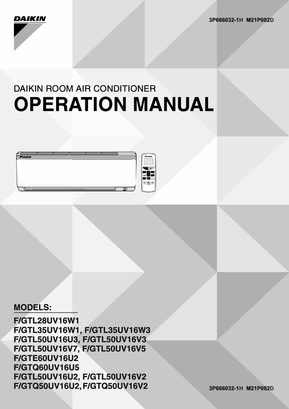DAIKIN GTL28UV16W1 OPERATION MANUAL Pdf Download ManualsLib