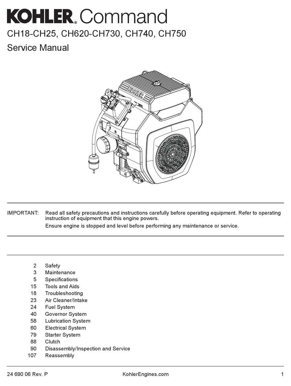 KOHLER CH18 SERVICE MANUAL Pdf Download ManualsLib