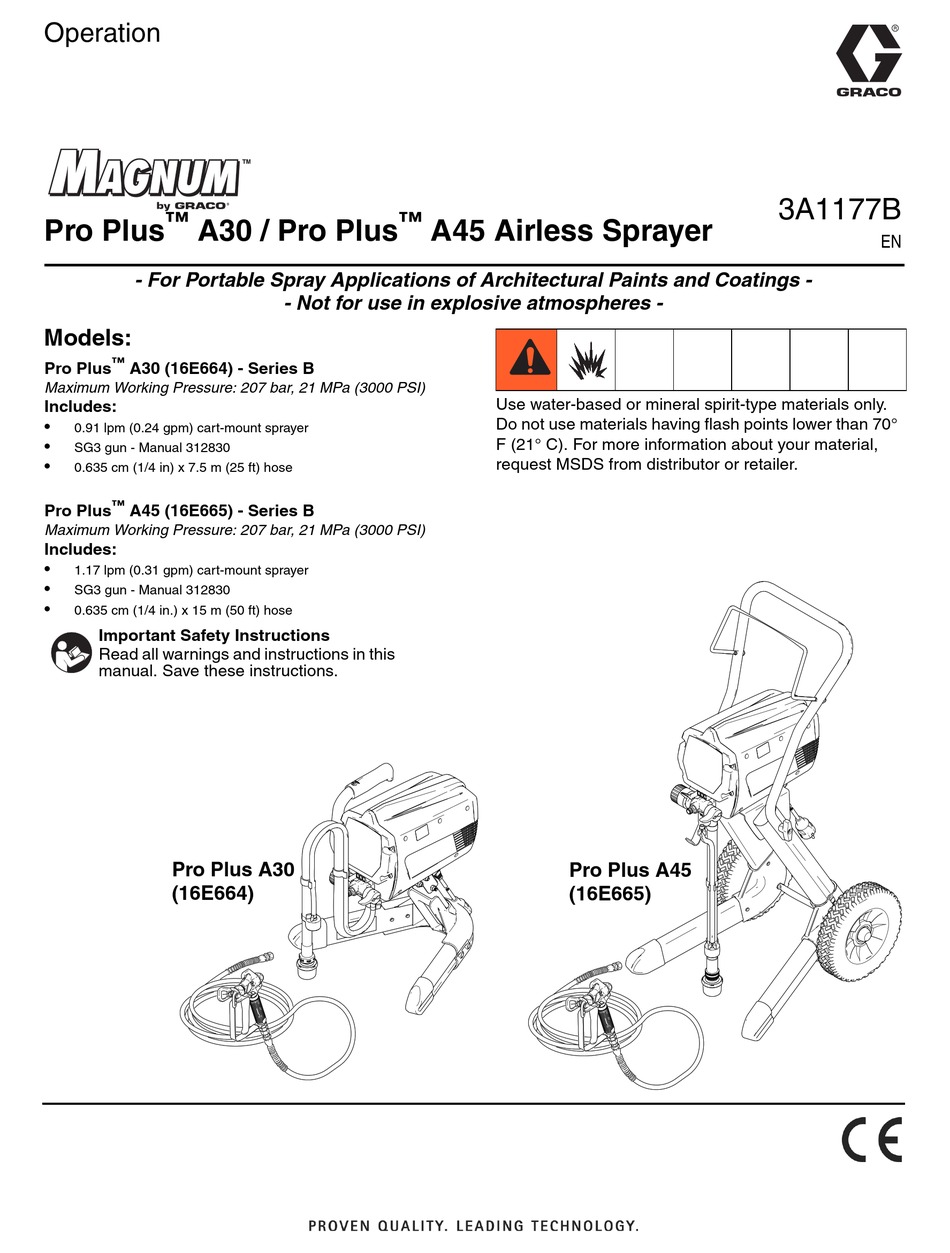 GRACO MAGNUM PRO PLUS A30 OPERATION INSTRUCTIONS MANUAL Pdf Download