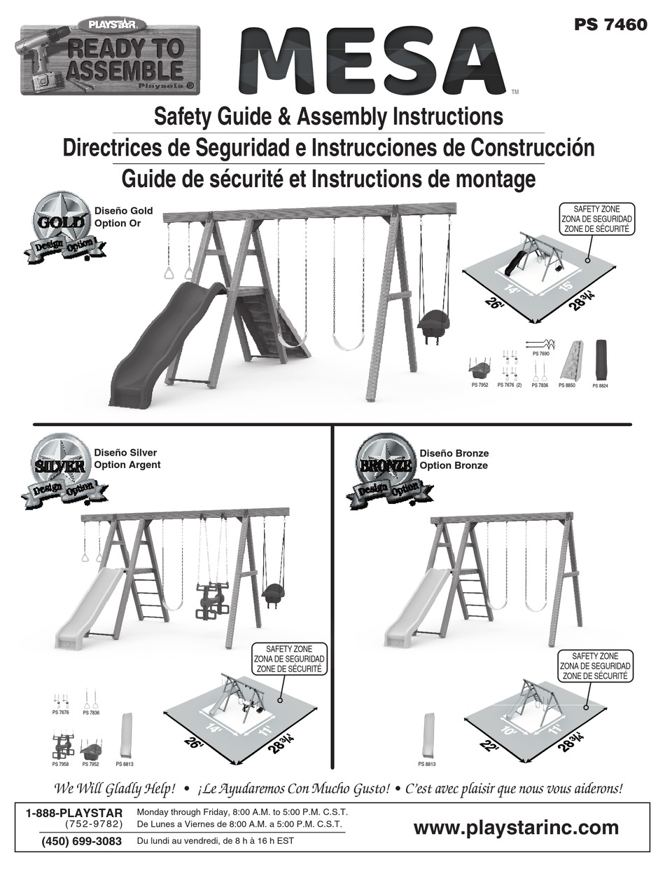 PLAYSTAR MESA PS 7460 SAFETY MANUAL & ASSEMBLY INSTRUCTIONS Pdf