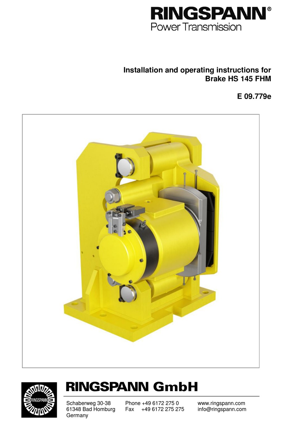 RINGSPANN HS 145 FHM INSTALLATION AND OPERATING INSTRUCTIONS MANUAL Pdf