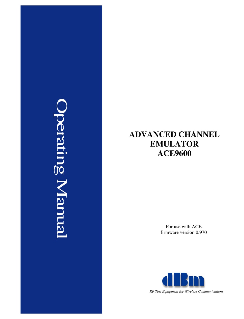 DBM ACE9600 OPERATING MANUAL Pdf Download ManualsLib