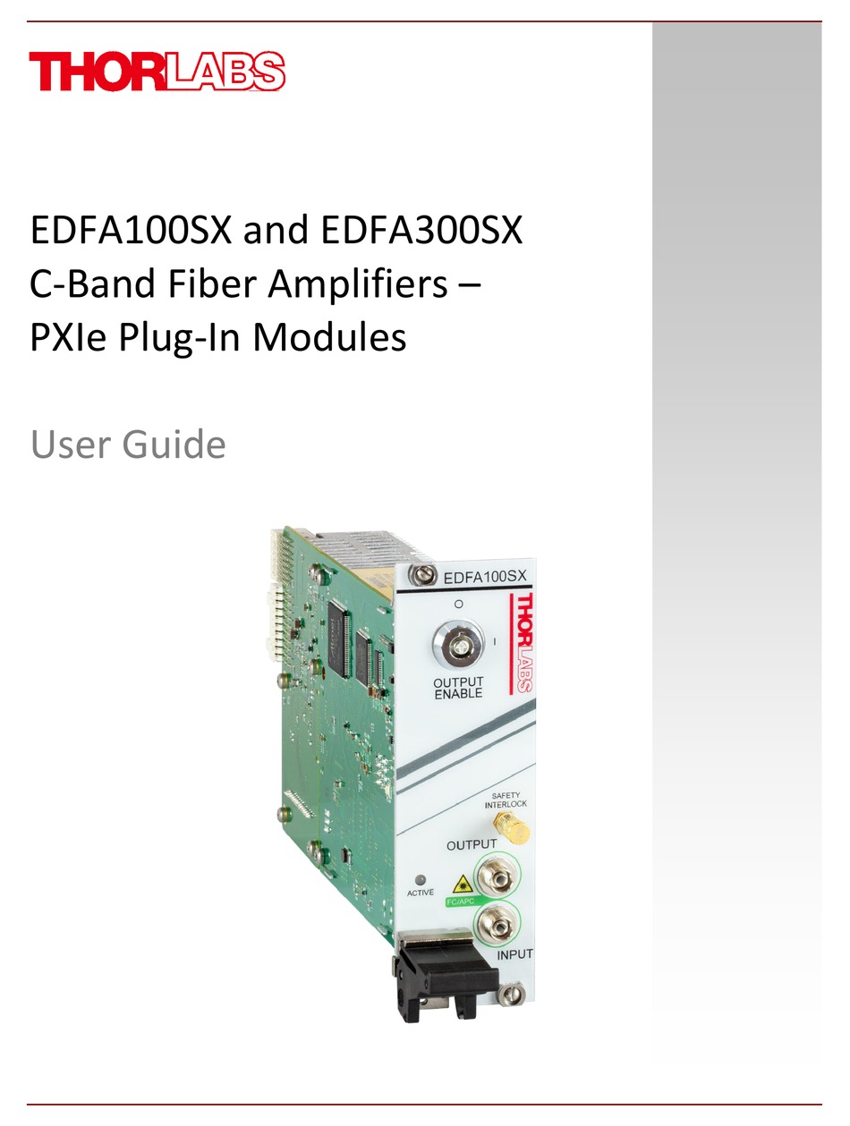 THORLABS EDFA100SX USER MANUAL Pdf Download | ManualsLib