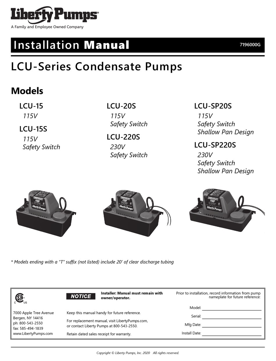 LIBERTY PUMPS LCU15 INSTALLATION MANUAL Pdf Download ManualsLib