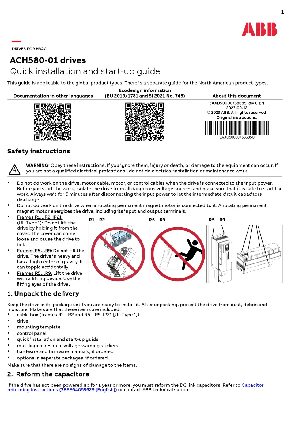 ABB ACH58001 QUICK INSTALLATION AND STARTUP MANUAL Pdf Download