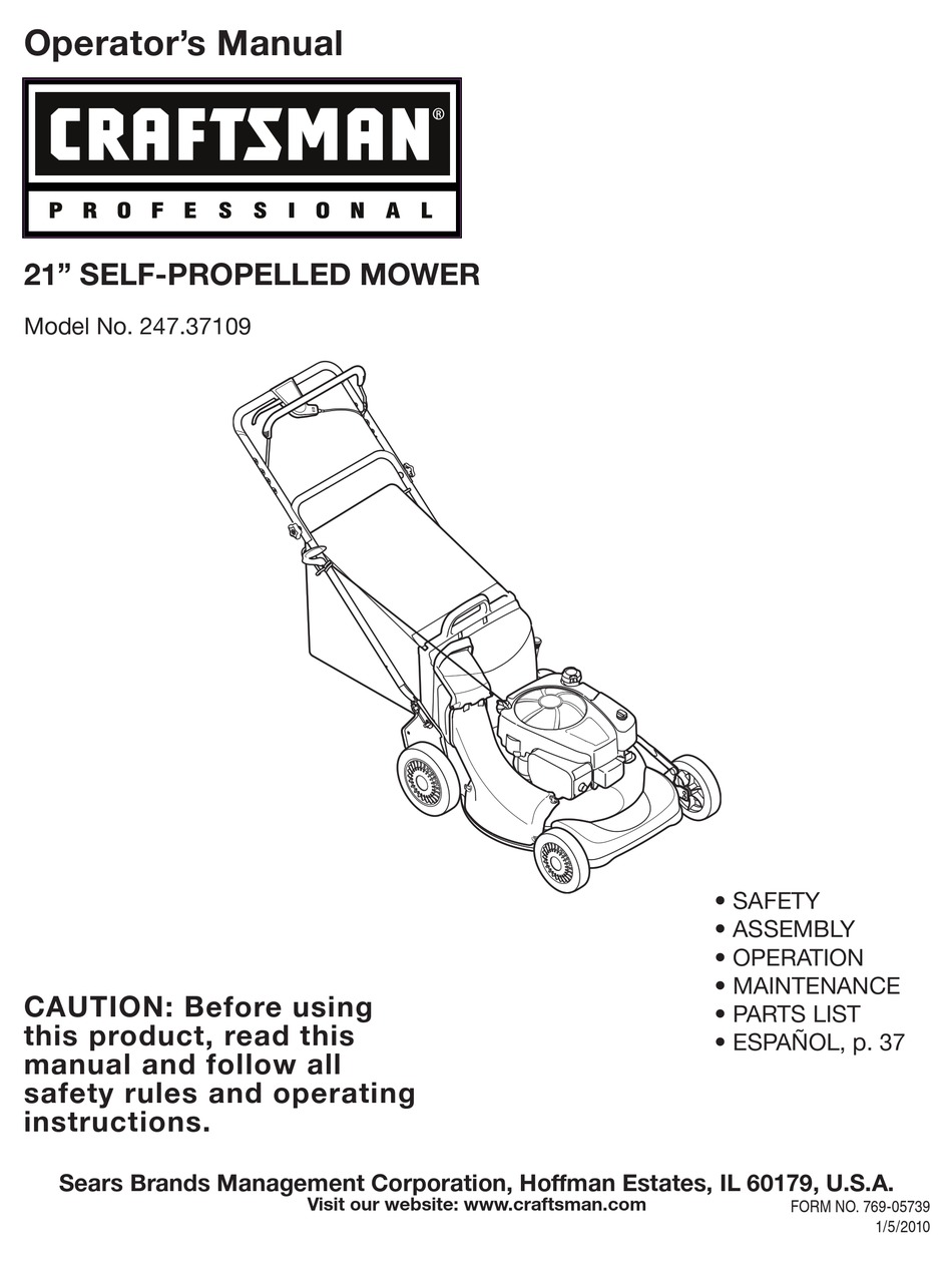 CRAFTSMAN 247.37109 OPERATOR'S MANUAL Pdf Download | ManualsLib