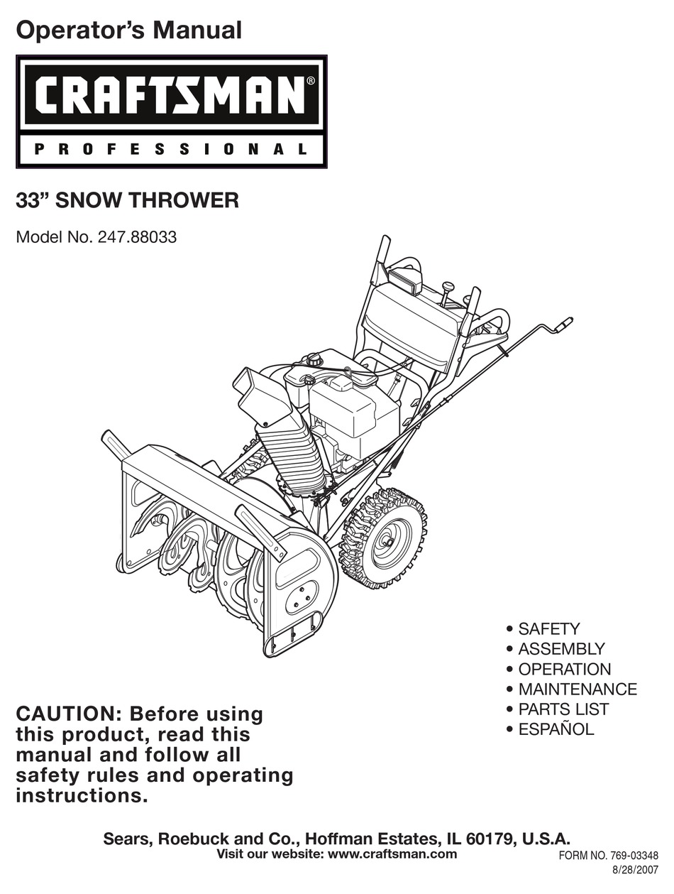 CRAFTSMAN 247.88033 OPERATOR'S MANUAL Pdf Download | ManualsLib