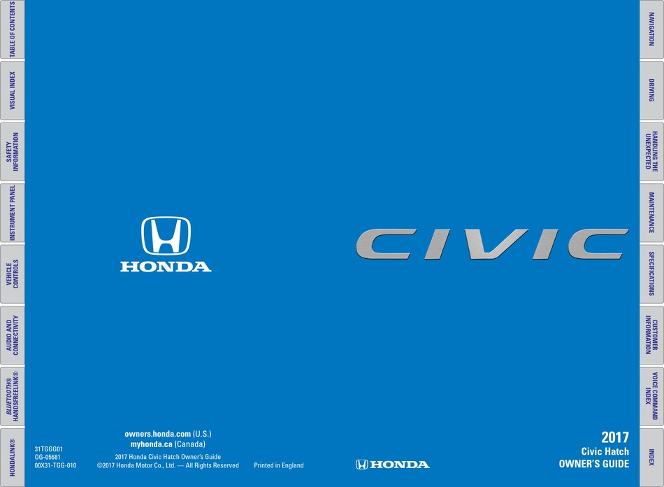 HONDA CIVIC HATCH 2017 OWNER'S MANUAL Pdf Download ManualsLib