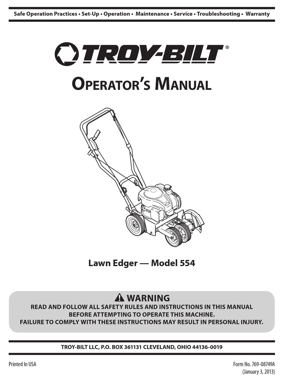 TROY-BILT 25B-554H711 OPERATOR'S MANUAL Pdf Download | ManualsLib