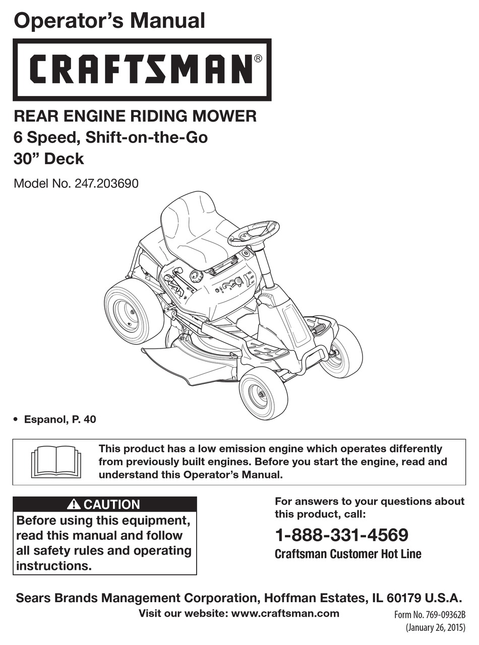 CRAFTSMAN 247.203690 OPERATOR'S MANUAL Pdf Download | ManualsLib