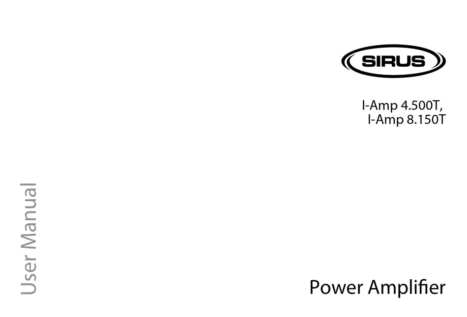 SIRUS I-AMP 4.500T USER MANUAL Pdf Download | ManualsLib