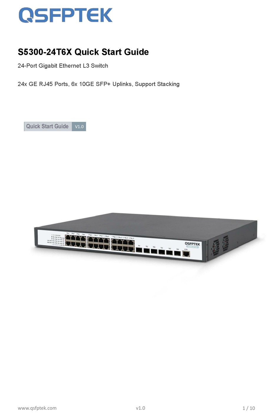 QSFPTEK S5300-24T6X QUICK START MANUAL Pdf Download