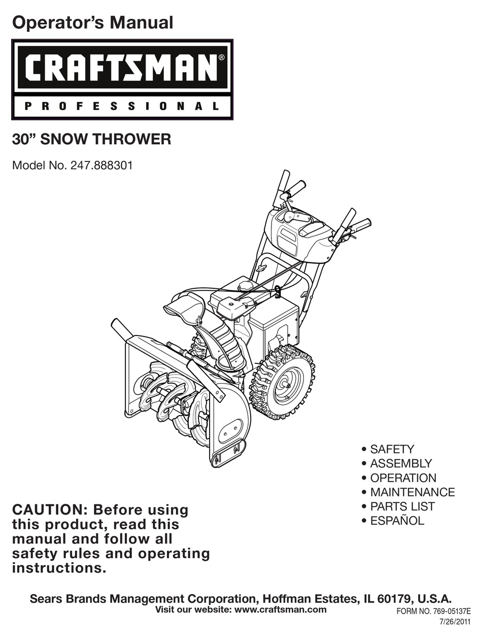 CRAFTSMAN 247.888301 OPERATOR