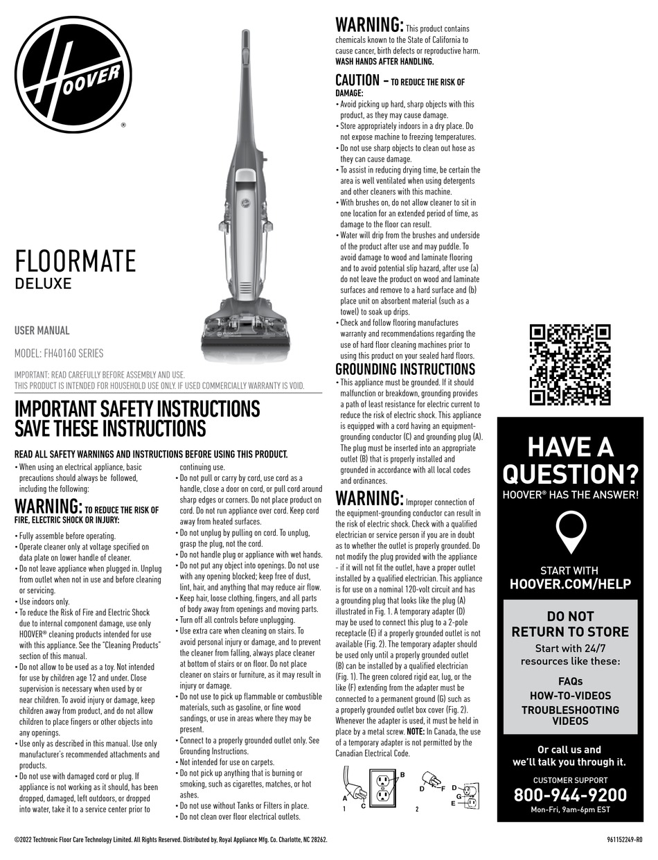 HOOVER FH40160 SERIES USER MANUAL Pdf Download ManualsLib
