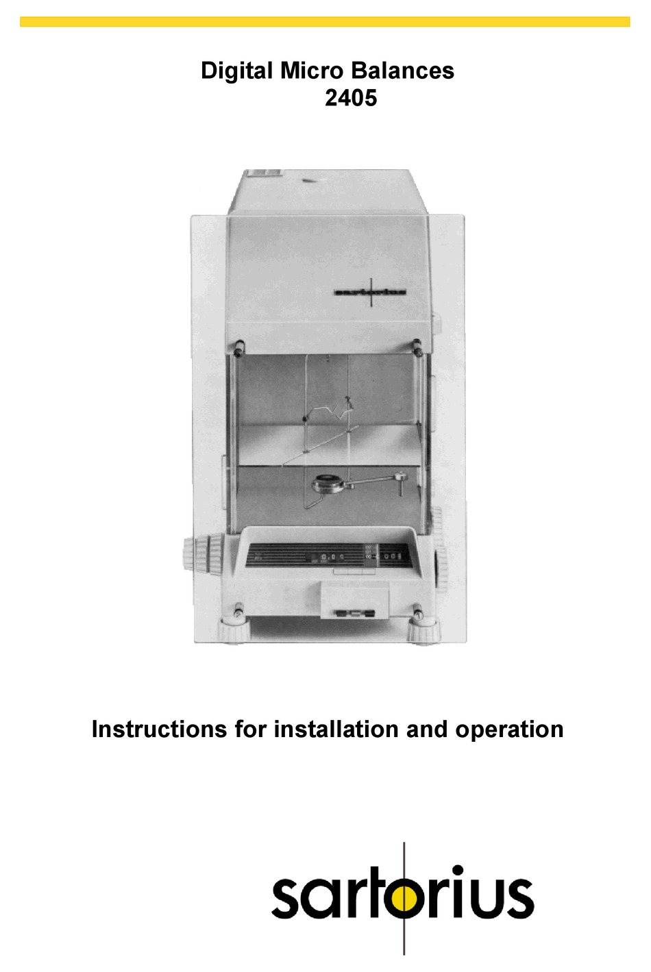 SARTORIUS 2405 INSTRUCTIONS FOR INSTALLATION AND OPERATION MANUAL Pdf