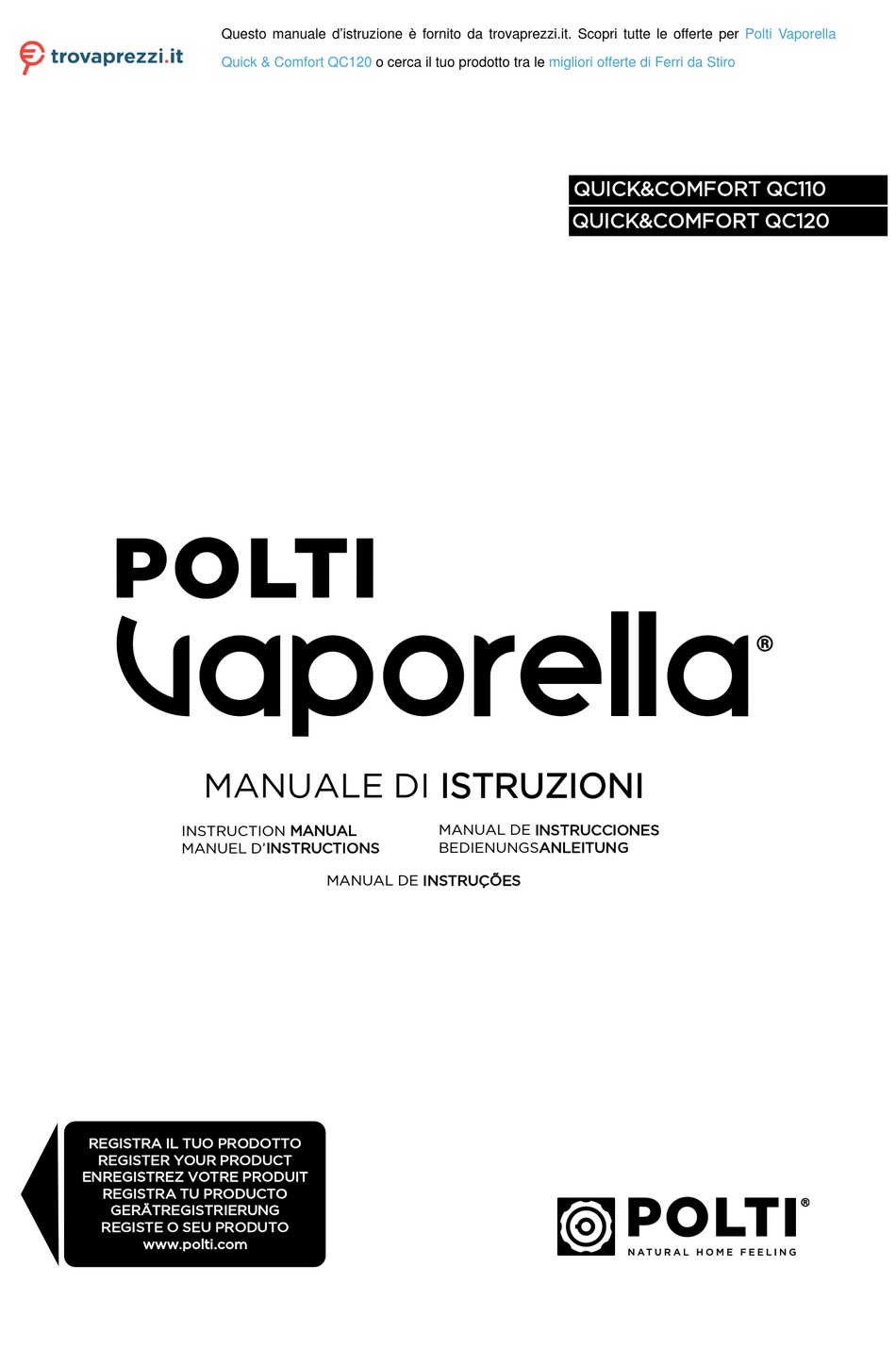 Polti vaporella quick comfort qc110 instruction manual pdf download