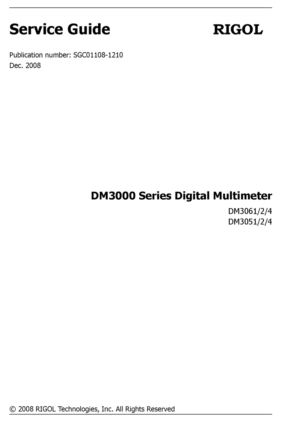RIGOL DM3000 SERIES SERVICE MANUAL Pdf Download | ManualsLib