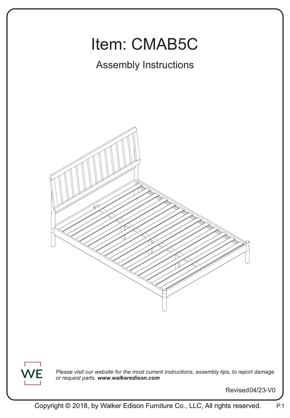 WALKER EDISON CMAB5C ASSEMBLY INSTRUCTIONS MANUAL Pdf Download ManualsLib