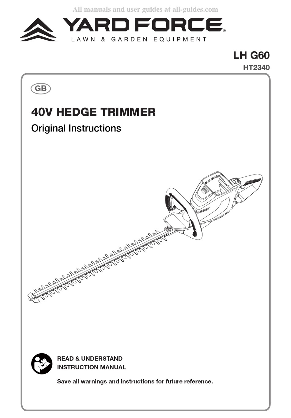 YARD FORCE LH G60 ORIGINAL INSTRUCTIONS MANUAL Pdf Download ManualsLib