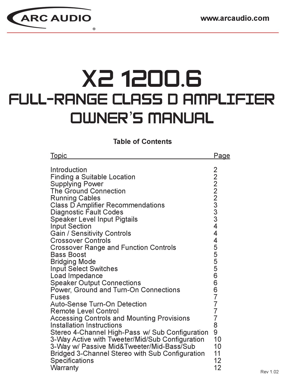 ARC AUDIO X2 1200.6 OWNER