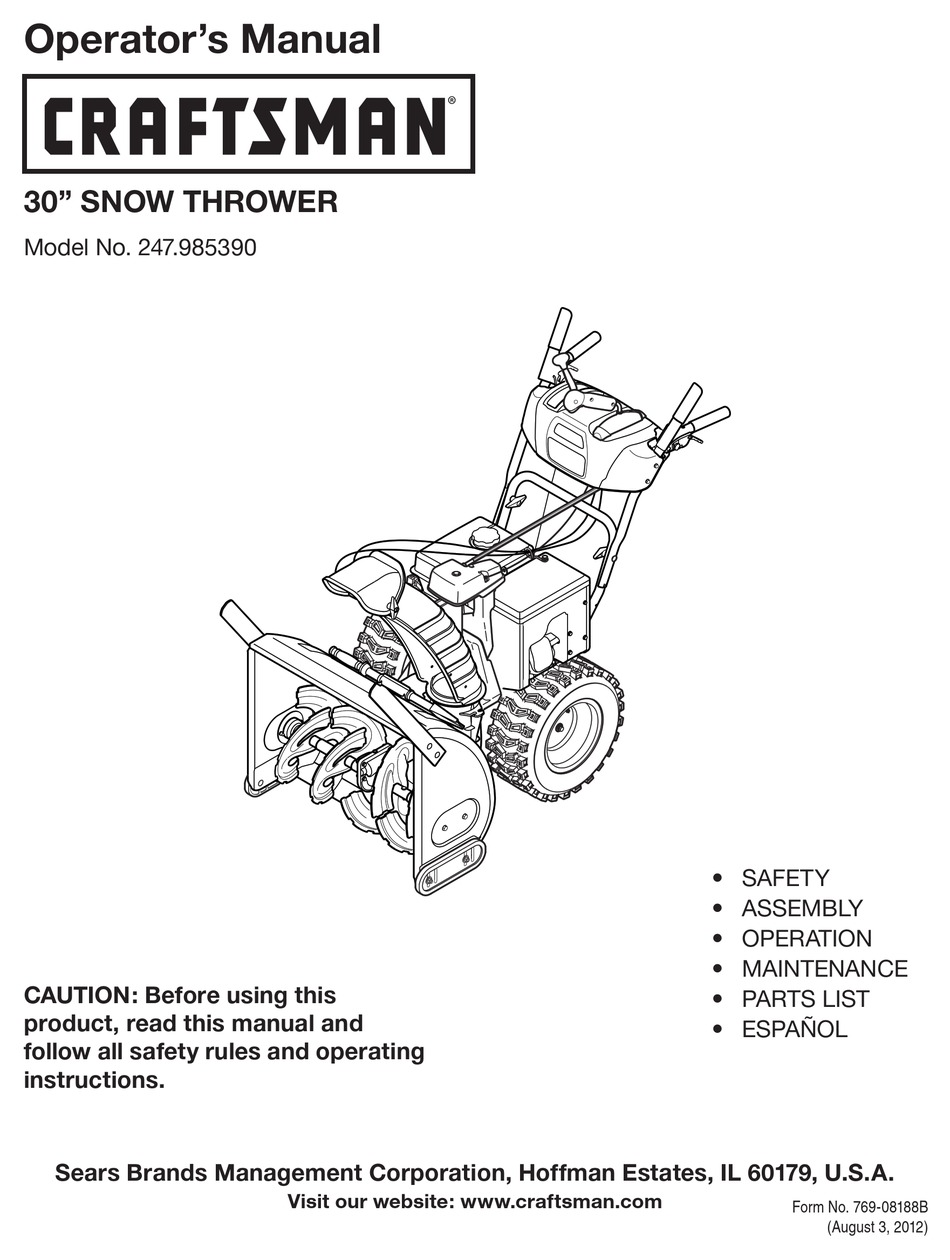 CRAFTSMAN 247.985390 OPERATOR'S MANUAL Pdf Download | ManualsLib