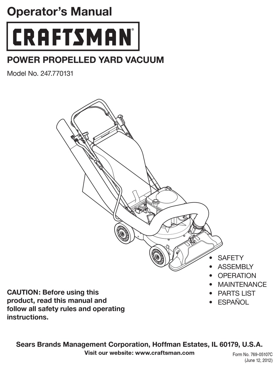 CRAFTSMAN 247.770131 OPERATOR