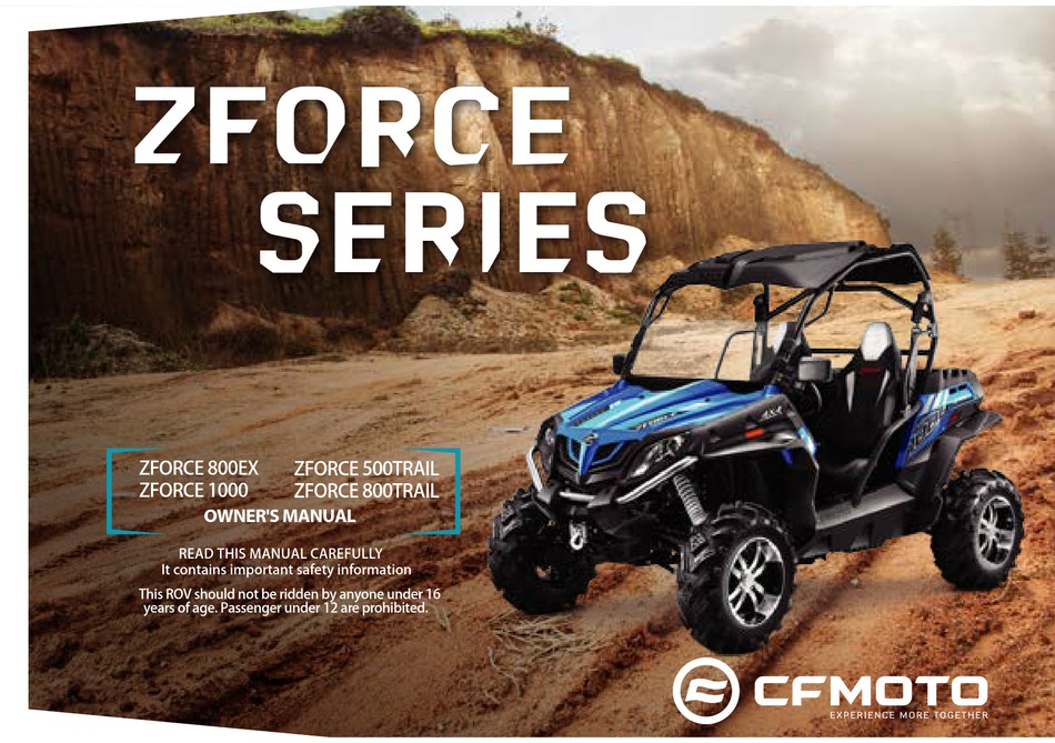 CF MOTO ZFORCE 800EX OWNER'S MANUAL Pdf Download | ManualsLib