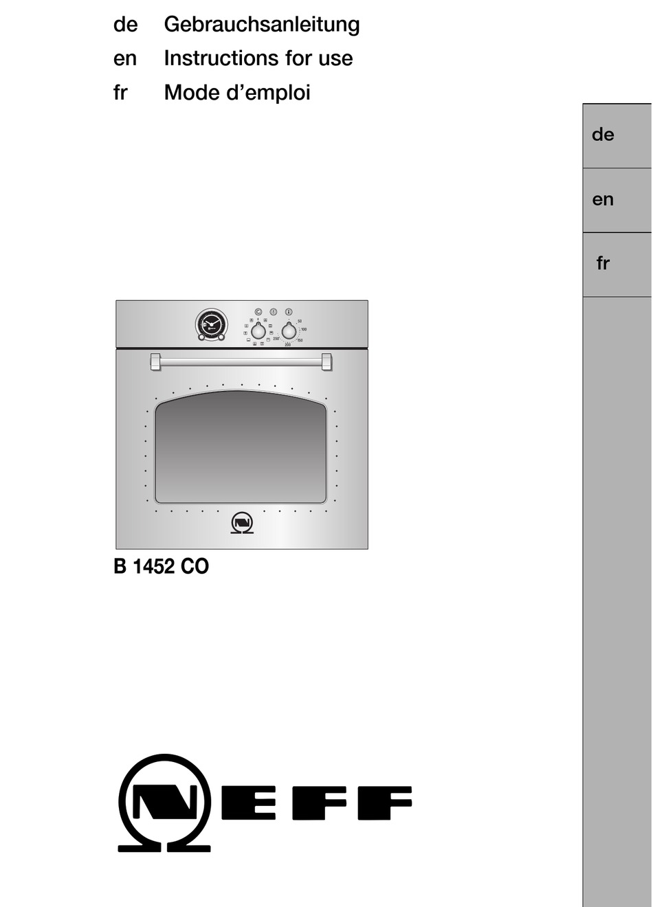 NEFF B 1452 CO INSTRUCTIONS FOR USE MANUAL Pdf Download ManualsLib