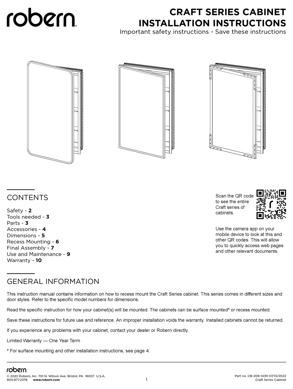 ROBERN CC2440D4ND34TU INSTALLATION INSTRUCTIONS MANUAL Pdf Download