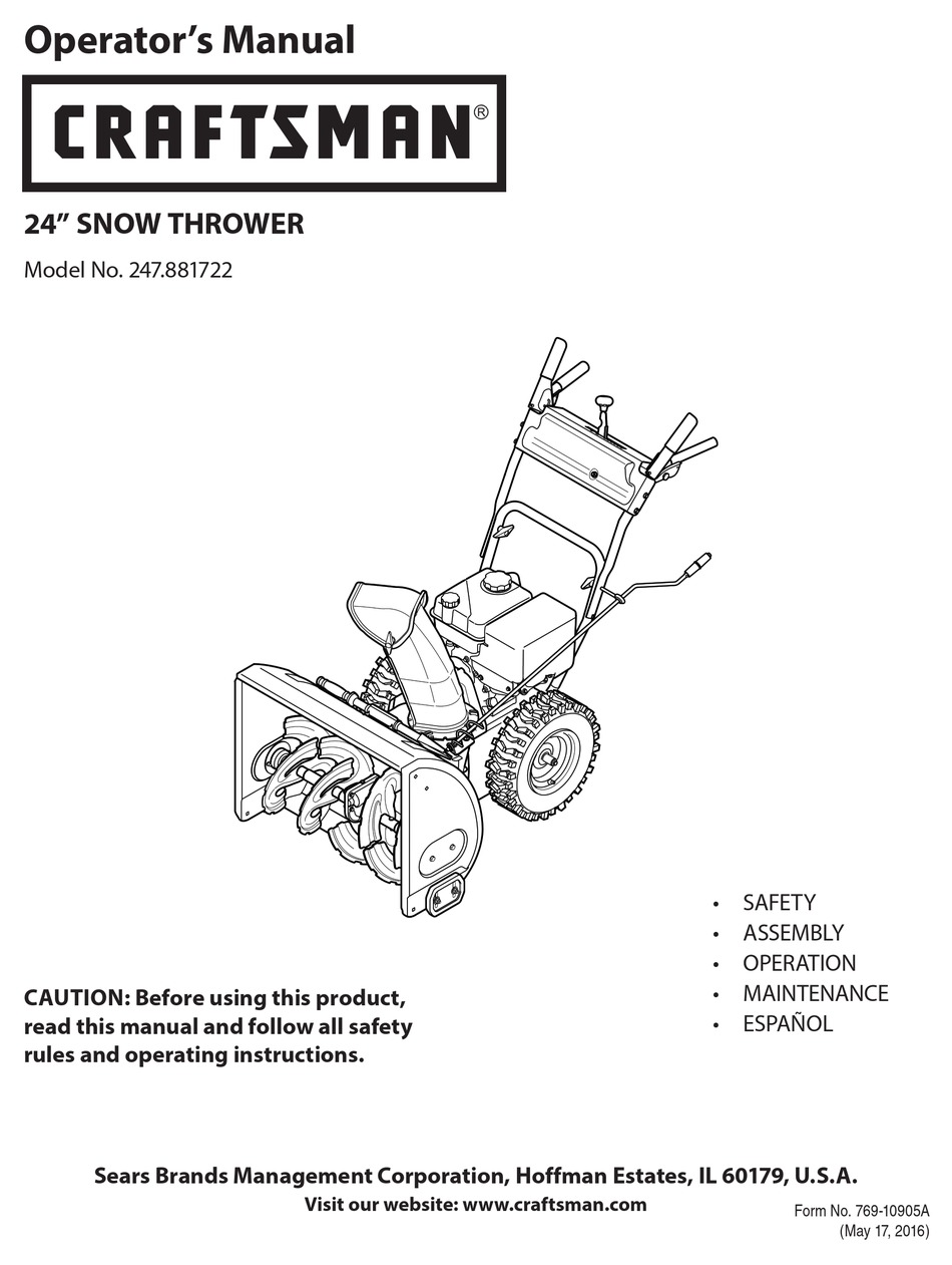 CRAFTSMAN 247.881722 OPERATOR