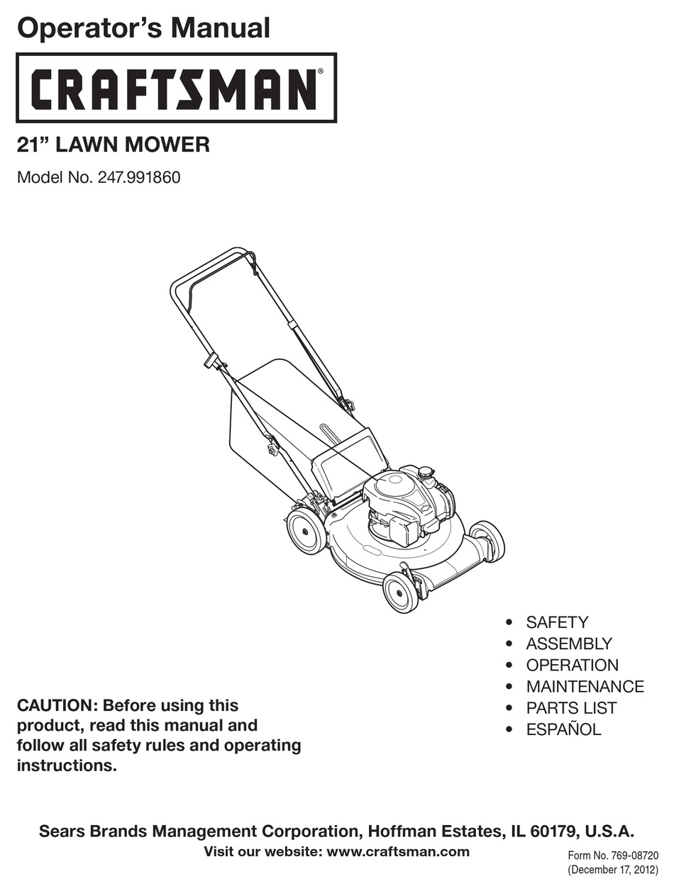 CRAFTSMAN 247.991860 OPERATOR'S MANUAL Pdf Download | ManualsLib