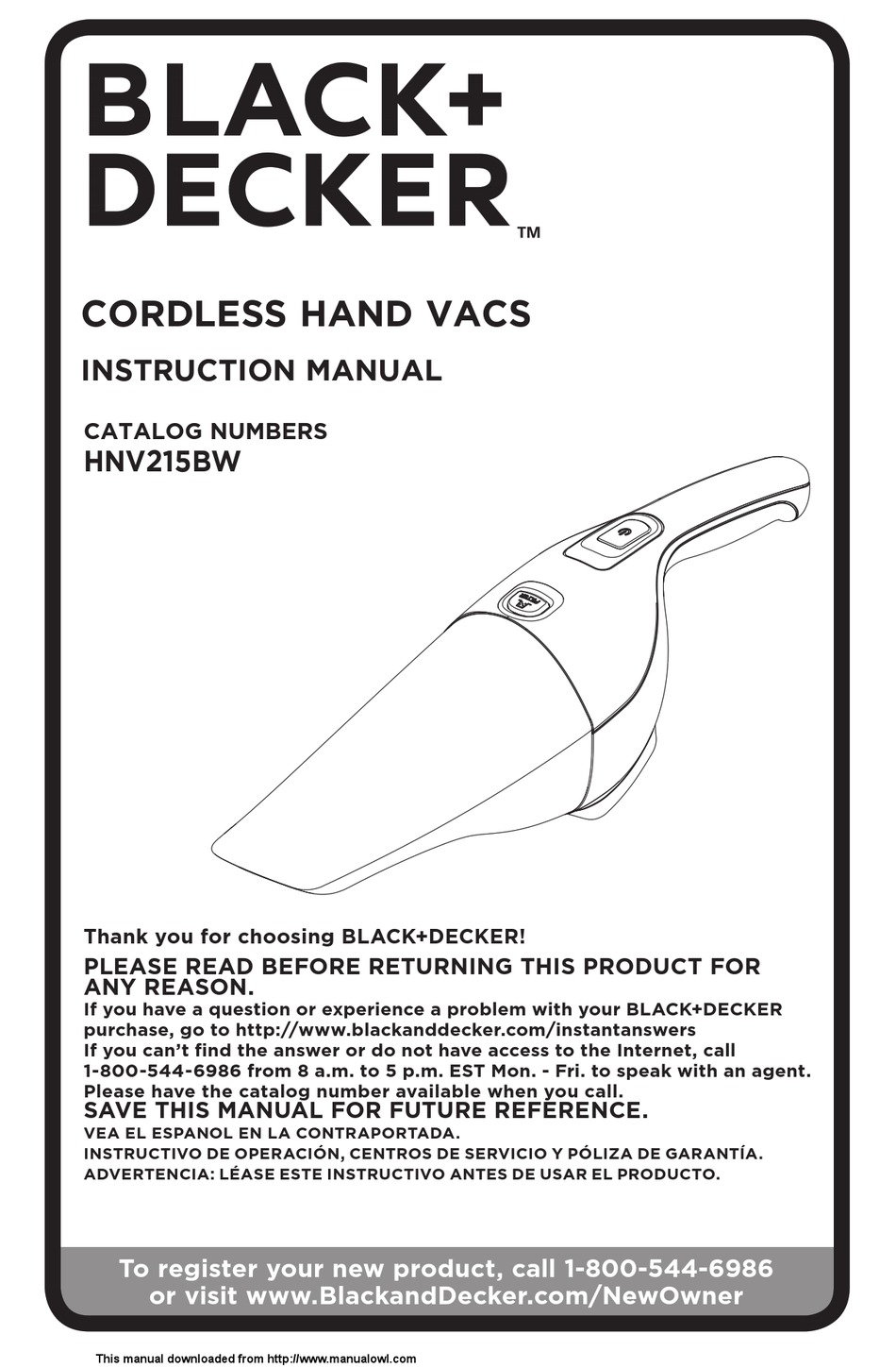 User manual Black & Decker HNV220B (English - 20 pages)