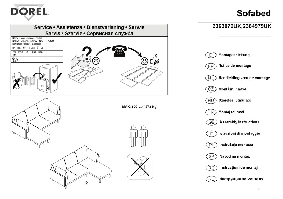 DOREL 2363079UK ASSEMBLY INSTRUCTIONS MANUAL Pdf Download | ManualsLib