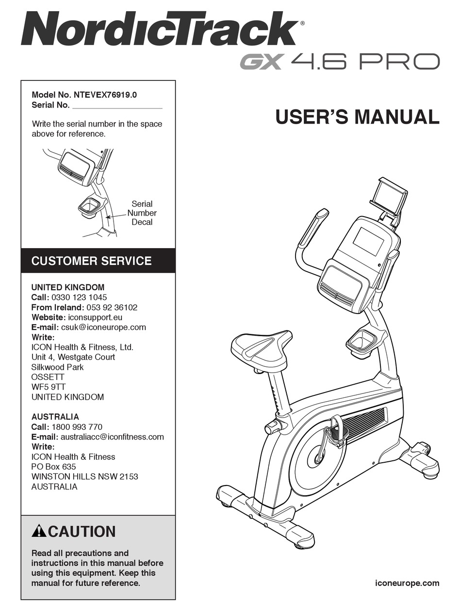 NORDICTRACK GX 4.6 PRO USER MANUAL Pdf Download ManualsLib