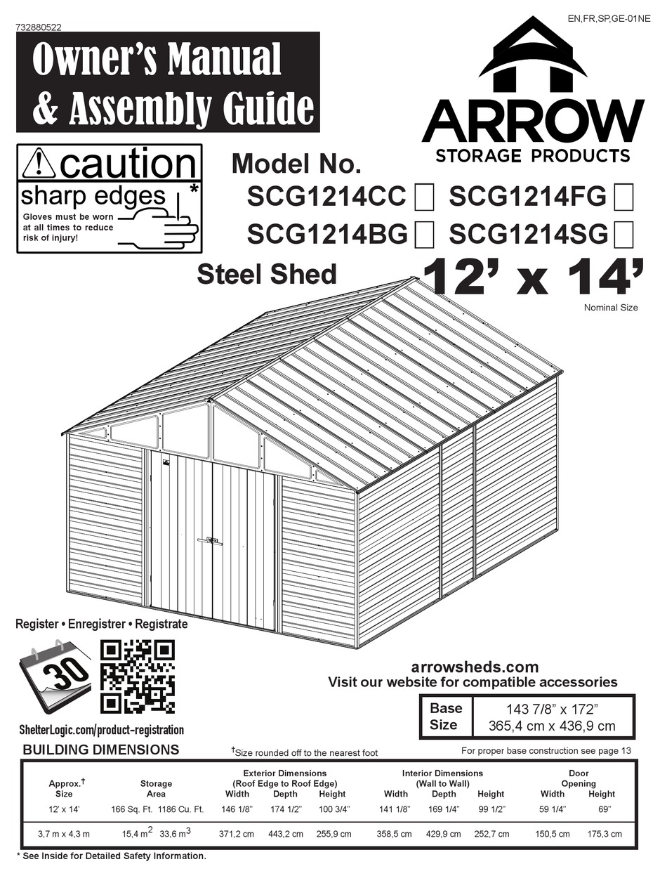 ARROW STORAGE PRODUCTS SCG1214CC OWNER'S MANUAL & ASSEMBLY MANUAL Pdf Download ManualsLib