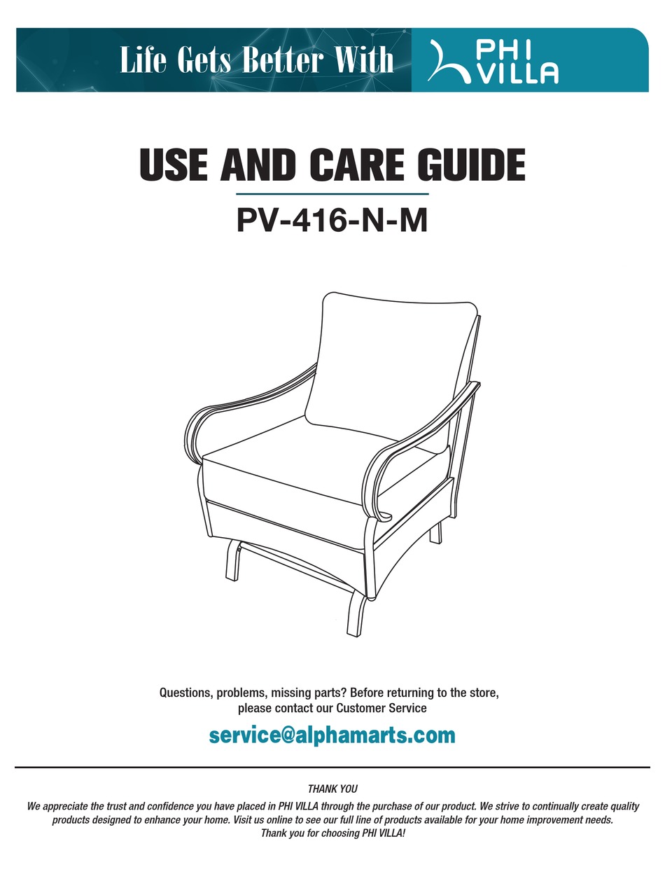 PHI VILLA PV416NM USE AND CARE MANUAL Pdf Download ManualsLib
